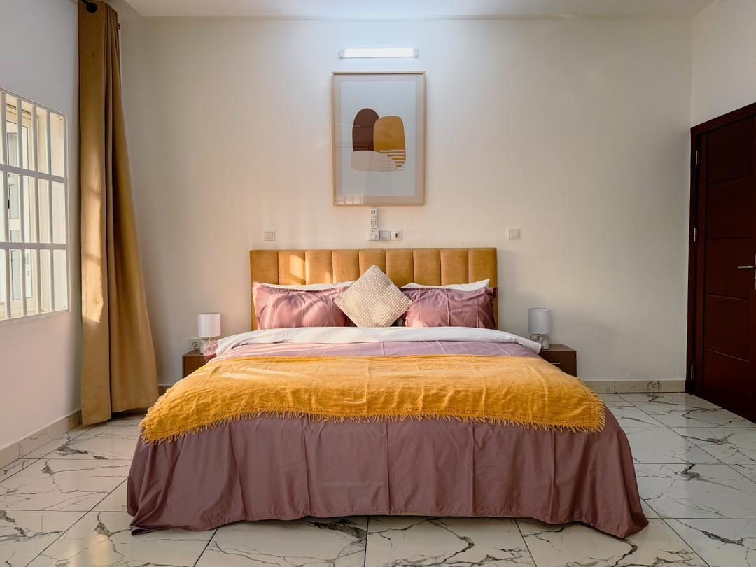 Chambre avec linge de maison