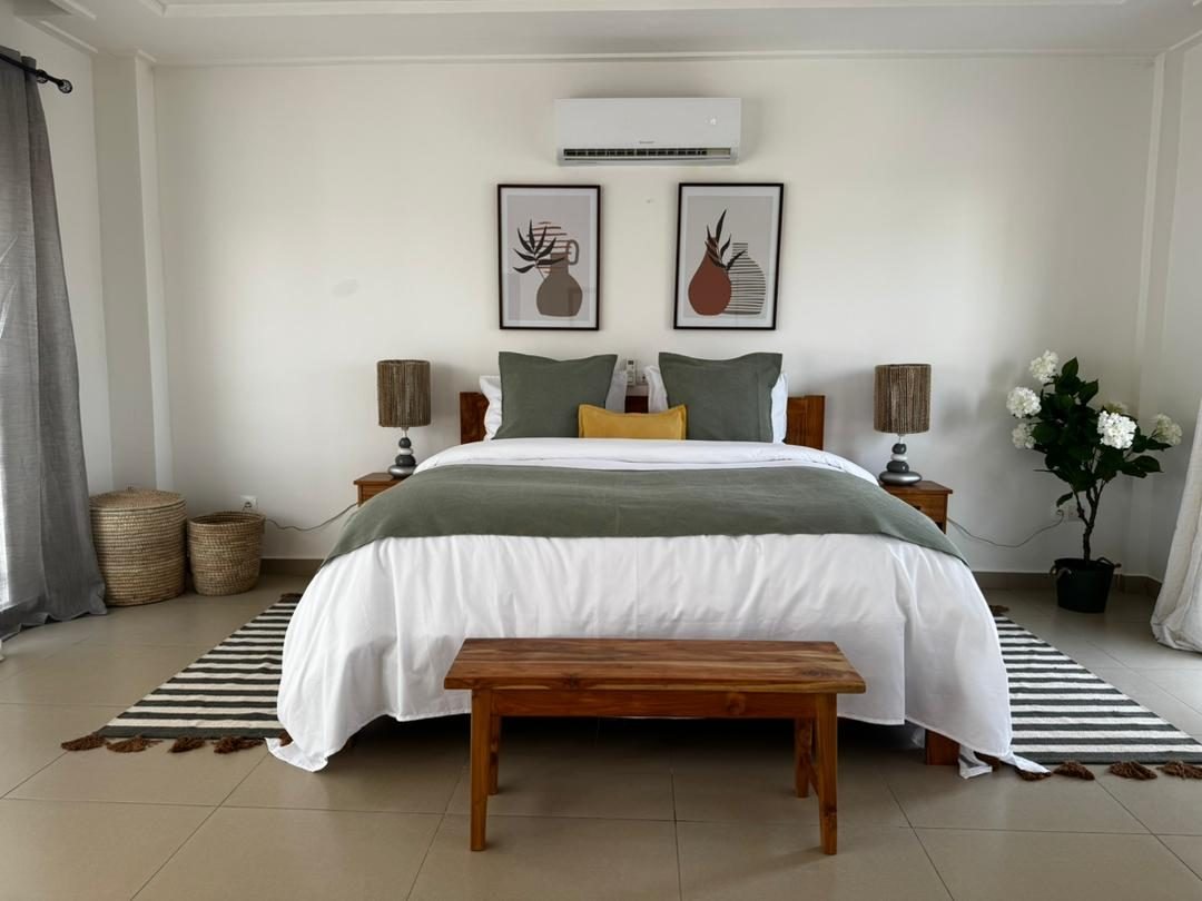 Chambre avec linge de maison